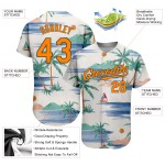 Creme Orange-Olive Strand Muster Jersey Insel Design Kokosnuss Authentische Palmen Bucht Und 3D Custom Segelboot Baseball Creme Orange-Olive Strand Muster Jersey Insel Design Kokosnuss Authentische Palmen Bucht Und 3D Custom Segelboot Baseball