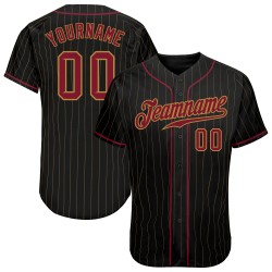Nadelstreifen authentische benutzerdefinierte Crimson-Old Gold Gold Baseball schwarz Jersey alt