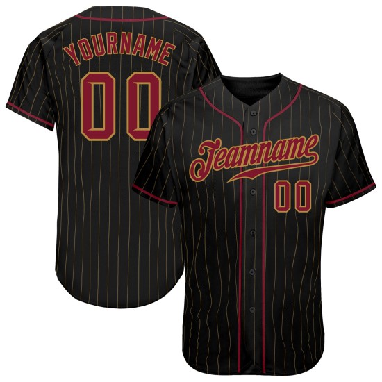 Nadelstreifen authentische benutzerdefinierte Crimson-Old Gold Gold Baseball schwarz Jersey alt Nadelstreifen authentische benutzerdefinierte Crimson-Old Gold Gold Baseball schwarz Jersey alt