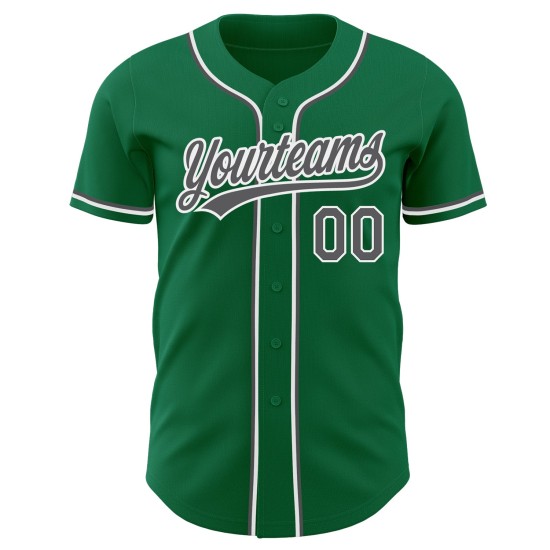 Steel Authentic Baseball Green Jersey Custom Kelly Grau-Weiß Steel Authentic Baseball Green Jersey Custom Kelly Grau-Weiß