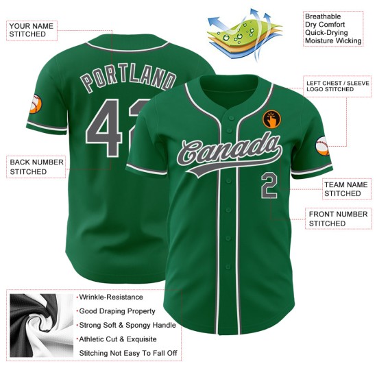 Steel Authentic Baseball Green Jersey Custom Kelly Grau-Weiß Steel Authentic Baseball Green Jersey Custom Kelly Grau-Weiß