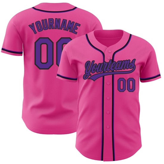 Baseball Authentic Custom Lila-Schwarz Trikot Pink