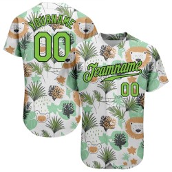 Lions Custom Neon 3D Hawaii Authentic Palm Jersey Blätter Muster Design Baseball Und Weiß Grün-Schwarz