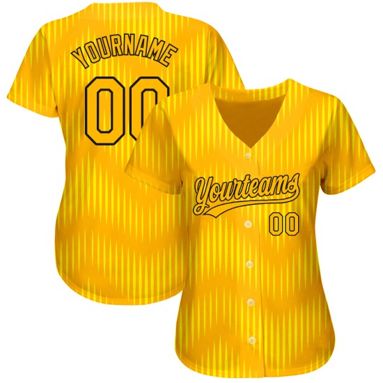 Gold-Schwarzes authentisches 3D-Trikot-Muster im goldenen Baseball-Design