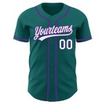 Custom Jersey Weiß-Lila Teal Authentic Baseball