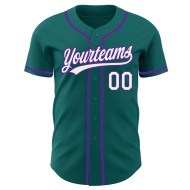 Custom Jersey Weiß-Lila Teal Authentic Baseball Custom Jersey Weiß-Lila Teal Authentic Baseball