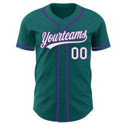 Custom Jersey Weiß-Lila Teal Authentic Baseball