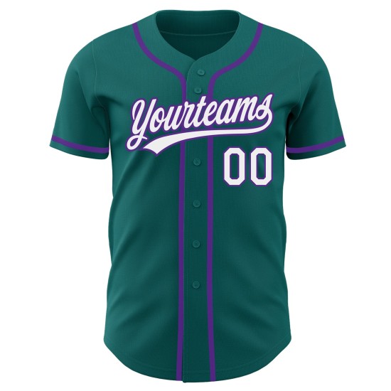 Custom Jersey Weiß-Lila Teal Authentic Baseball