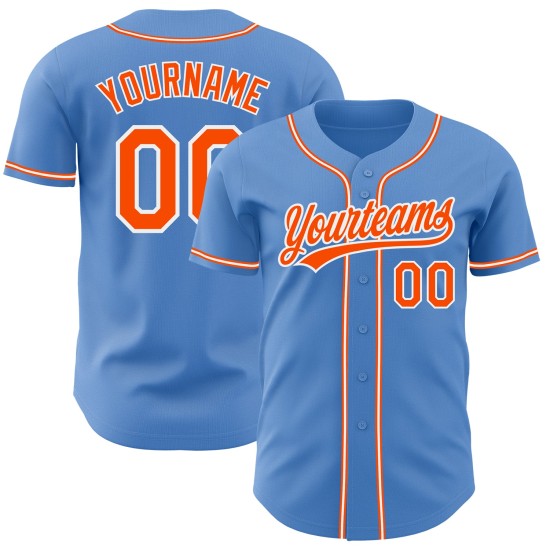 Benutzerdefiniertes Blau-Orange-Weißes Baseball-Puder-Trikot Authentic Benutzerdefiniertes Blau-Orange-Weißes Baseball-Puder-Trikot Authentic
