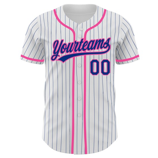 Royal-Pink Baseball Royal Weiß Nadelstreifen Trikot Authentic Custom Royal-Pink Baseball Royal Weiß Nadelstreifen Trikot Authentic Custom