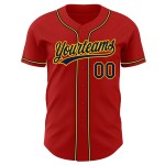 Marineblau-Gold Custom Red Authentic Baseballtrikot