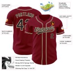 Jersey Custom Authentic Cream Baseball Schwarz-City Crimson