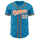 Benutzerdefinierte Baseball Weiß-Orange Panther Jersey Authentic Blau Benutzerdefinierte Baseball Weiß-Orange Panther Jersey Authentic Blau