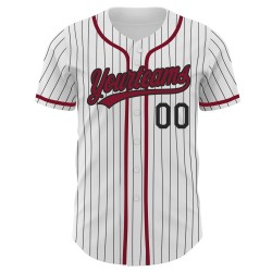 Nadelstreifen Baseball Schwarz Authentic Weiß Custom Crimson Jersey Nadelstreifen Baseball Schwarz Authentic Weiß Custom Crimson Jersey