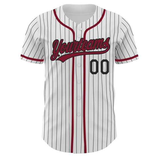 Nadelstreifen Baseball Schwarz Authentic Weiß Custom Crimson Jersey Nadelstreifen Baseball Schwarz Authentic Weiß Custom Crimson Jersey