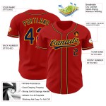 Marineblau-Gold Custom Red Authentic Baseballtrikot