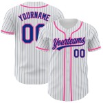 Royal-Pink Baseball Royal Weiß Nadelstreifen Trikot Authentic Custom Royal-Pink Baseball Royal Weiß Nadelstreifen Trikot Authentic Custom