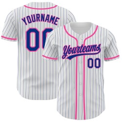Royal-Pink Baseball Royal Weiß Nadelstreifen Trikot Authentic Custom