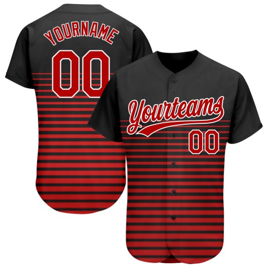 Muster Authentische 3D Design Rot-Weiß Custom Jersey Schwarz Baseball Muster Authentische 3D Design Rot-Weiß Custom Jersey Schwarz Baseball