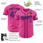 Baseball Authentic Custom Lila-Schwarz Trikot Pink