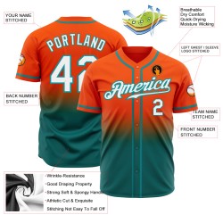 Jersey Fade Weiß-Teal Custom Authentic Orange Fashion Baseball