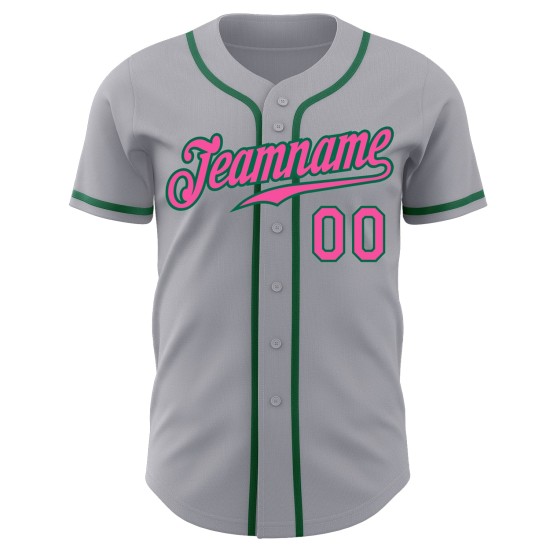 Baseball Grün Jersey Pink-Kelly Grau Authentic Custom