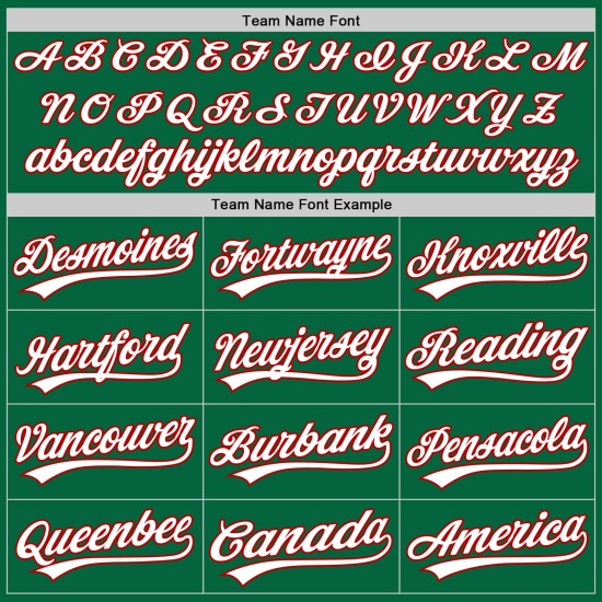 Grün Weiß-Rot Custom Baseball Trikot Authentic Kelly