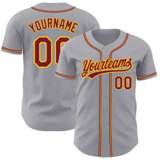 Custom Jersey Authentic Grau Purpur-Gold Baseball