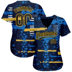 Marine-Gold Muster Design Marine authentische Jersey 3D Custom Baseball