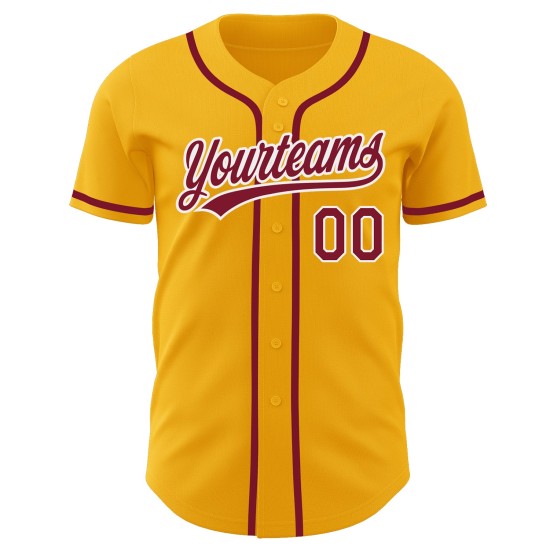 Baseball Crimson-Weißgold Authentic Custom Jersey