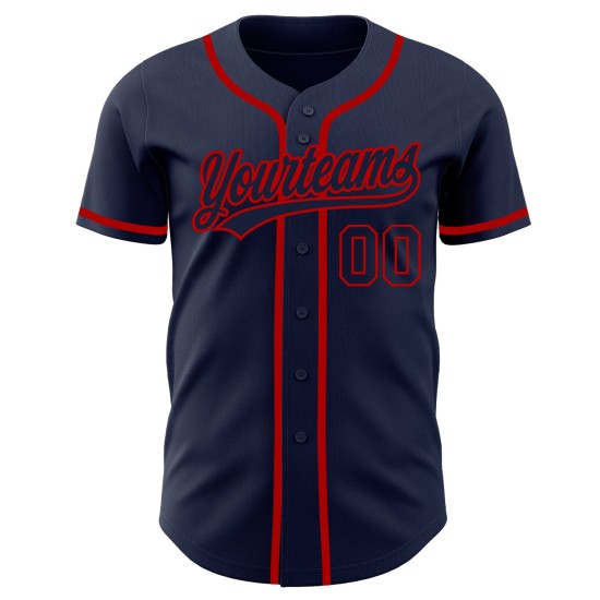 Authentisches Marineblaues Trikot Marineblau-Rot Custom Baseball Authentisches Marineblaues Trikot Marineblau-Rot Custom Baseball