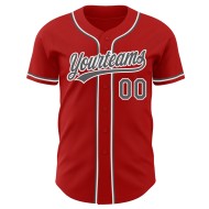 Authentisches rotes Steel Custom Baseball-Trikot Grau-Weiß