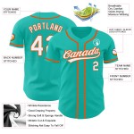 Authentisches Weiß-Orange Custom Jersey Baseball Aqua Authentisches Weiß-Orange Custom Jersey Baseball Aqua