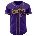 Benutzerdefinierte authentische schwarz-alt lila Jersey Baseball Gold