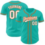 Authentisches Weiß-Orange Custom Jersey Baseball Aqua Authentisches Weiß-Orange Custom Jersey Baseball Aqua