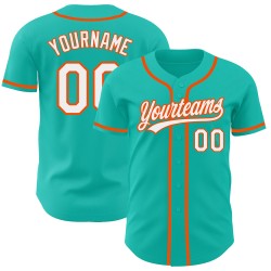 Authentisches Weiß-Orange Custom Jersey Baseball Aqua