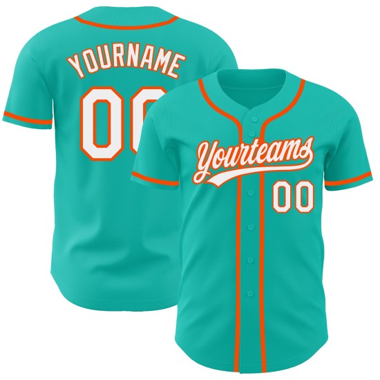 Authentisches Weiß-Orange Custom Jersey Baseball Aqua Authentisches Weiß-Orange Custom Jersey Baseball Aqua