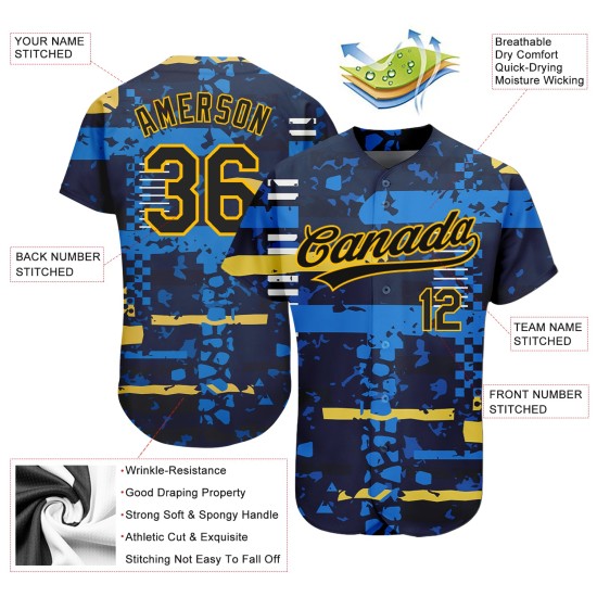 Marine-Gold Muster Design Marine authentische Jersey 3D Custom Baseball Marine-Gold Muster Design Marine authentische Jersey 3D Custom Baseball