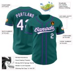 Custom Jersey Weiß-Lila Teal Authentic Baseball