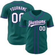 Custom Jersey Weiß-Lila Teal Authentic Baseball
