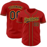 Marineblau-Gold Custom Red Authentic Baseballtrikot
