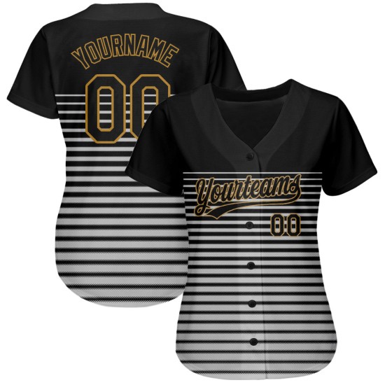 Altgold-Grau Jersey Schwarz Baseball Design Benutzerdefinierte 3D Muster Authentische Schwarz Altgold-Grau Jersey Schwarz Baseball Design Benutzerdefinierte 3D Muster Authentische Schwarz