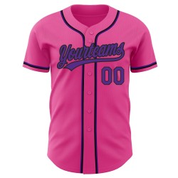 Baseball Authentic Custom Lila-Schwarz Trikot Pink