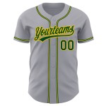 Benutzerdefiniertes Grün-Gold Authentic Jersey Grau Baseball