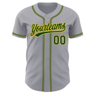 Benutzerdefiniertes Grün-Gold Authentic Jersey Grau Baseball