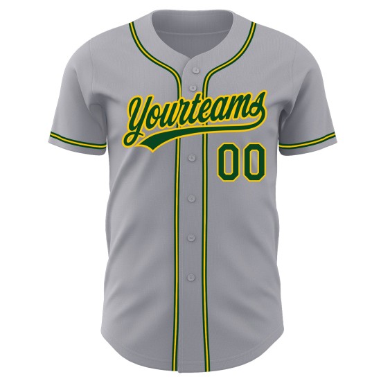 Benutzerdefiniertes Grün-Gold Authentic Jersey Grau Baseball