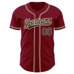 Jersey Custom Authentic Cream Baseball Schwarz-City Crimson