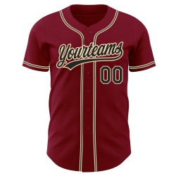 Jersey Custom Authentic Cream Baseball Schwarz-City Crimson