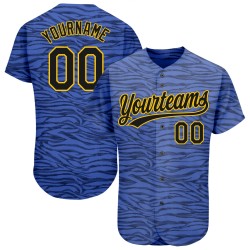 Muster 3D Baseball Schwarz-Gold Design Licht Benutzerdefinierte Blau Jersey