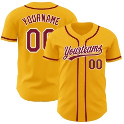 Baseball Crimson-Weißgold Authentic Custom Jersey